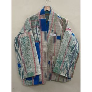 Handmade 100% Cotton Patchwork <b>kantha</b> Kimono <b>Jacket</b> Full Sleeve Shawl Collar Eco-Friendly Women's Wear <b>jacket</b> - Product Image 1