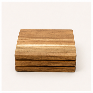 Wholesale Natural Acacia Wood Coaster Square Solid Wood Drink Mats Heat Resistant <b>Table</b> <b>Protector</b> With Custom Logo Engraving Pad - Product Image 4