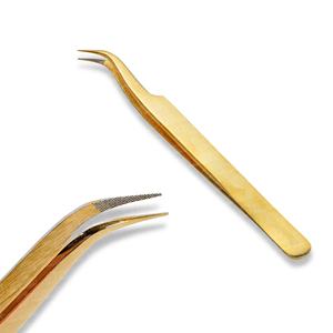 Pince à épiler semi-incurvée pour extension de cils Logo personnalisé Pince à épiler en acier inoxydable facile à ramasser Cils fins - Product Image 1