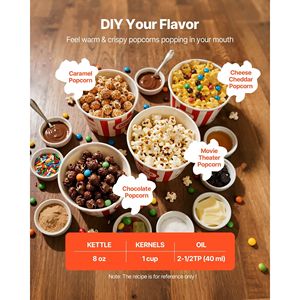 Macchina per Popcorn Commerciale in Acciaio Inox da 8oz 800W # 48 Tazze # Stile Teatrale # 48 Tazze per Batch # Carrello per Macchina Popcorn - Product Image 3