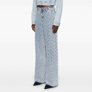Jeans de Mujer, Primavera 2026, Nueva Colección, Jeans de Cintura Alta con Pedrería, Pantalones Vaqueros Anchos de Moda Urbana - Product Image 2