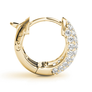 Round Lab Grown Diamond <b>Huggie</b> Hoop <b>Earrings</b> 10K 14K 18K Gold 925 935 <b>Silver</b> Rhodium Plated Trendy Wedding Designer Fine Jewelry - Product Image 4