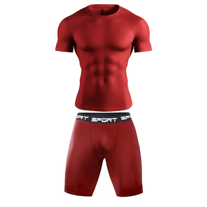Ensemble de sous-vêtements de compression haute performance pour homme, tissu respirant, ensemble t-shirt et short pour la musculation - Product Image 1