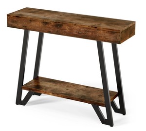 Mesa Consola de Madera Rústica Moderna con Base de Metal y Estante de Almacenamiento para Entrada o Sala de Estar - Product Image 5