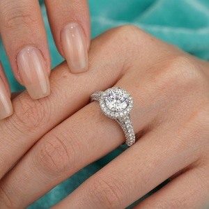 Anillo de Compromiso y Boda de Oro Blanco Sólido de 18k con Diamante Natural de Corte Brillante Redondo, Engaste de Puntas, la Mejor Calidad de Fabricación - Product Image 2