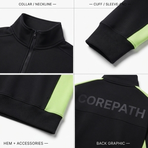 Sweat-shirt de sport oversize à col zippé, poids lourd, haute performance, color block Volt, streetwear, personnalisable OEM - Product Image 4