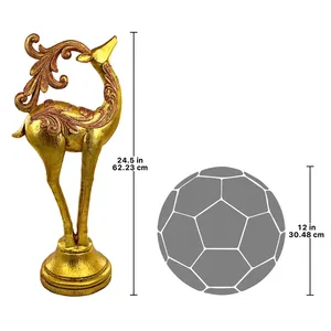 Figura de Ciervo Dorado de 24.5 Pulgadas, Escultura Metálica Hecha a Mano, Decoración Navideña, Adorno Artístico con Forma de Animal para Mesa - Product Image 1