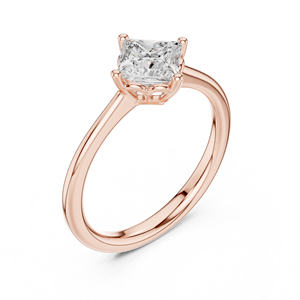 Anillo de compromiso de moissanita con corte princesa y engaste de 4 puntas – Anillo de promesa de plata de ley con acabado en oro rosa de 14K - Product Image 4