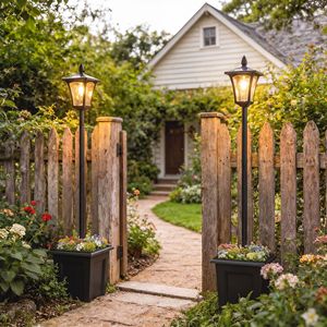 Set di 2 Lampade Solari LED Impermeabili da 63 Pollici con Fioriera, Luci a Pilastro per Giardino, Illuminazione Solare Nera per Giardini - Product Image 2