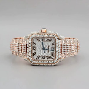 Nouvelle montre-bracelet de luxe personnalisée attrayante et élégante VVSMoissanite avec diamants ronds, style hip-hop, en acier inoxydable pour hommes, en provenance d'Inde - Product Image 3