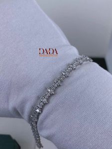 สร้อยข้อมือเพชรทรงมาร์คีส์สุดหรูสำหรับผู้หญิง เพชรเพาะเลี้ยงในห้องปฏิบัติการ ได้รับการรับรองว่าได้มาตรฐาน สร้อยข้อมือเพชรเคลือบทองคำขาว - Product Image 2