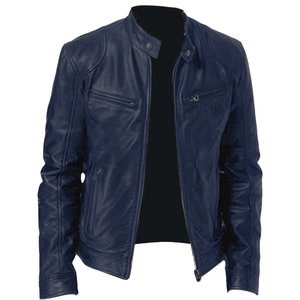 100% <b>Top</b> <b>High</b> Quality Comfortable Breathable Men Black Cow Skin <b>Leather</b> Jacket Winter Warm Long Sleeve Stand Collar Streetwear - Product Image 1