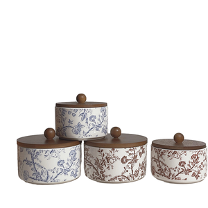 Modern Wood Handmade <b>Spice</b> <b>Jar</b> Set with Wooden Lid Dishwasher Safe Food Grade Kitchen Containers Printing Design - Product Image 4