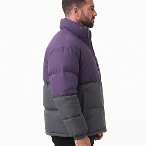 Men's Outdoor Winter <b>Padded</b> <b>Coat</b> Stand Collar Color Block Quilted Puffer Jacket Windproof Polyester Regular Fit Casual Warm Wear - Product Image 4