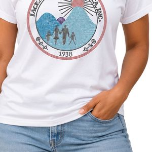 Camiseta de Manga Corta con Cuello Redondo y Diseño de Pedrería de Colores, Top Informal para Uso Diario, Estilo Urbano, Ropa Cómoda - Product Image 6