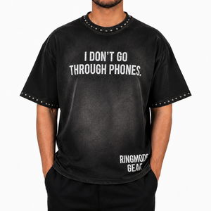 เสื้อยืดคอกลมพรีเมียมทรงโอเวอร์ไซส์สีดำฟอกยีนส์  ผ้าฝ้ายเนื้อหนัก ระบายอากาศได้ดี สไตล์สตรีทแวร์ลำลอง  พร้อมโลโก้ด้านหน้า รับผลิตแบบ OEM และ ODM - Product Image 2
