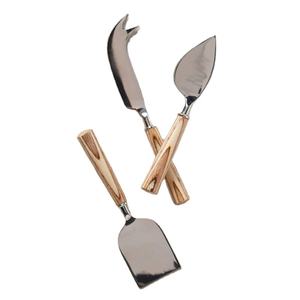 Juego de cuchillos para queso con mango de madera de alta calidad, hojas de acero inoxidable, perfectos para tablas de charcutería y uso en la cocina del hogar, precio bajo. - Product Image 1