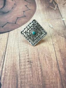 Handmade Kingman Turquoise Adjustable <b>Ring</b> Sterling <b>Silver</b> Signed Nizhoni Southwestern Boho <b>Statement</b> Jewelry Gift for Her - Product Image 5
