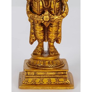 Escultura de latón de 6 pulgadas hecha a mano de Lord Dhanvantari el médico de los dioses hecha en India - Product Image 1