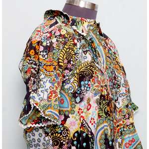 เสื้อถักมือทำจากผ้าฝ้าย 100% สำหรับผู้หญิง สไตล์ลำลอง ใส่ทำงานได้ ระบายอากาศดี แขนยาวแบบมินิ คอกลม พิมพ์ลายดอกไม้ ทันสมัย ทรงหลวม น่ารัก - Product Image 5