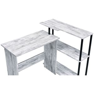 Scrivania Rettangolare Anticata Bianca e Nera con Ripiano Laterale, Elegante Design per Computer - Product Image 5