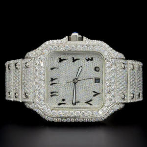 Montre Hip Hop pour homme 41 mm avec diamants Moissanite VVS 1 de qualité supérieure, mouvement automatique à quartz, cadran arabe, montre blanche - Product Image 1