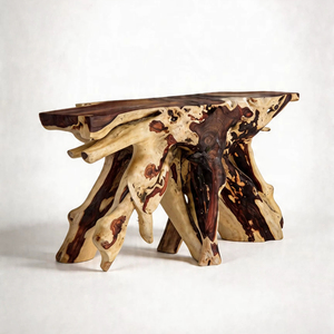 Offre Spéciale Tables Consoles en Racine d'Arbre 100% Bois de Rose Naturel d'Indonésie, Style Tropical Moderne Classique, Forme Libre, pour Entrée, Salle de Sport et Salon - Product Image 1