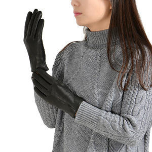 Gants en cuir pour femmes sur mesure, style uni, noirs, thermiques, non doublés, gants d'hiver décontractés, fabricant OEM - Product Image 6