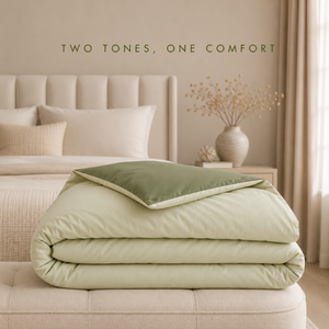 Elegante Edredón Reversible de Microfibra de Doble Tono Verde Oliva y Verde Salvia de 350 GSM |   Ropa de Cama Suave, Cálida y Acogedora para Dormitorios Modernos - Product Image 4