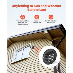 Copertura per Ventilazione a Parete in Acciaio Inox Premium da 4 Pollici, Griglia Rotonda per Climatizzatore con Schermo di Protezione Integrato - Product Image 3