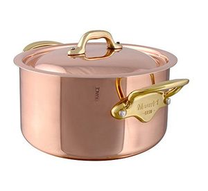 Casserole en cuivre à finition miroir avec couvercle, pour cuisson profonde, idéale pour cuisine, restaurant, hôtel, construction en métal robuste - Product Image 1