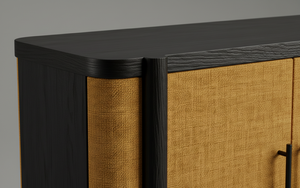 Buffet moderne à 2 portes en chêne massif pour salon - Résistant à l'eau, écologique, multifonctionnel, rangement minimaliste - Product Image 5