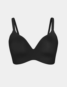 Soutien-gorge sans couture sans armatures à couvrance totale noir, bretelles non réglables, style basique, lingerie féminine toutes saisons - Product Image 3