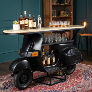 Selfie de madera hecho a mano, soporte de exhibición de scooter de automóvil indio, Mostrador de eventos multiusos, muebles de sala de estar de Hotel para el hogar - Product Image 1