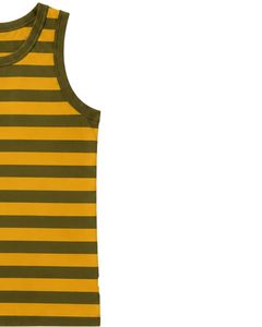 Olive Green <b>Yellow</b> Striped Men Cotton <b>Tank</b> <b>Top</b> Sleeveless Vest Casual Summer Gym Fitness Shirt Breathable Loose Fit Streetwear - Product Image 4