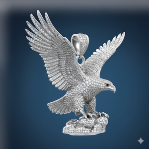 จี้รูปนกอินทรี 3 มิติ ทำจากทองคำแท้ 14K ประดับมุกน้ำจืด ชุบโรเดียม เหมาะสำหรับทั้งชายและหญิง ใช้ตกแต่งสร้อย - Product Image 2