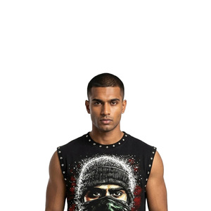 Camiseta sin mangas Glory Custom con gráfico de diamantes de imitación, 100% algodón, tela suave, nuevo estilo moderno, unisex. - Product Image 6
