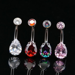 Titan bụng xuyên Chất lượng cao F136 Titanium Navel Vòng 5A Zircon nhiều màu sắc thả hình dạng rốn Vòng piercing đồ trang sức - Product Image 1