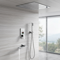 Système de douche de pluie encastré au plafond pour salle de bain, ensemble de robinetterie de douche dissimulée avec douchette à main et mitigeur chaud/froid