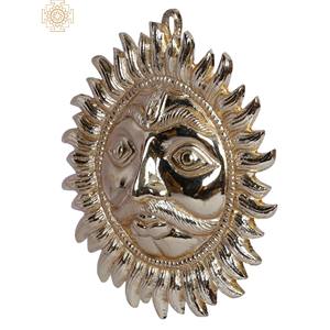 Statue murale en laiton faite à la main Sun Face plaqué or article fabriqué en Inde - Product Image 4