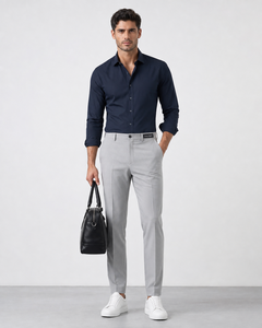Pantalones de Vestir para Hombre Active Squad, Corte Regular, 100% Algodón, Forro Polar de Verano, Cintura Media, Cierre de Botón Resistente, Estilo Casual para Oficina y Trabajo - Product Image 4