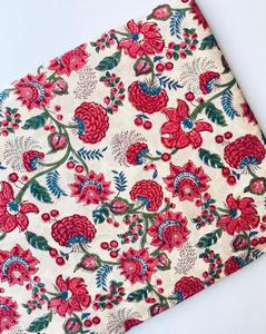 ผ้าฝ้ายพิมพ์ลายบล็อกอินเดีย ปี 2026 ผลิตด้วยมือ 100% ผ้าฝ้าย ระบายอากาศได้ดี เป็นมิตรกับสิ่งแวดล้อม ลายพิมพ์บล็อกแบบดั้งเดิม - Product Image 1