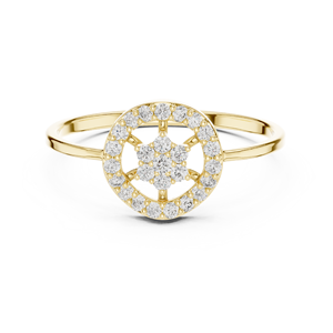 Anillo solitario minimalista de oro amarillo macizo de 14k con diamante talla redonda para mujer, ideal para compromiso o regalo de boda. - Product Image 1