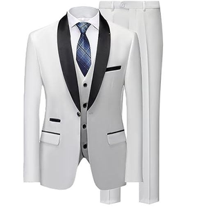 Men's <b>Navy</b> Blue Tuxedo Suit Three Piece With Vest And <b>Tie</b> Formal Wear For Wedding Or Office Events - Product Image 2