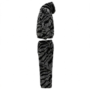 Cardigan épais à capuche pour homme, style urbain, imprimé léopard, en molleton de coton écologique, avec cordon de serrage et manches longues - Product Image 5