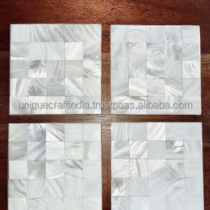Sous-verres carrés en nacre fabriqués à la main de luxe Mosaïque élégante pour salle à manger haut de gamme et décoration intérieure Tapis et tampons de style table - Product Image 6