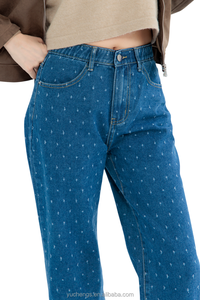 OEM กางเกงยีนส์เอวยางยืดสำหรับผู้หญิงสำหรับกระบวนการเลเซอร์ - Product Image 3