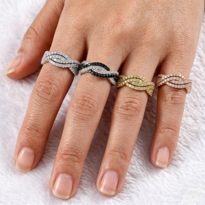 Victorian 18k <b>Rose</b> Gold Diamond Crossover Ring Pavé Set Crisscross <b>Infinity</b> Band Wedding Anniversary Jewelry for Women Birthday - Product Image 5
