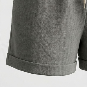 Ensemble 2 pièces pour femmes, t-shirt à manches courtes en tricot uni et short au-dessus du genou, col rond, décontracté, à porter au quotidien, respirant - Product Image 6