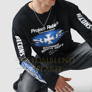 Camiseta de gran tamaño de manga larga con serigrafía de algodón 100% para hombre y mujer, ropa de calle de moda de verano, tela de punto OEM - Product Image 2